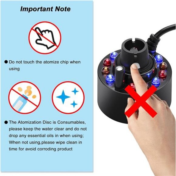 350ml/H Ultrasonic MistMaker Atomizer with LED Changing Light for Water Fountain - Picture 6 of 7